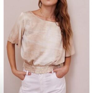 Bella Dahl Smocked Waist Short Sleeve Top